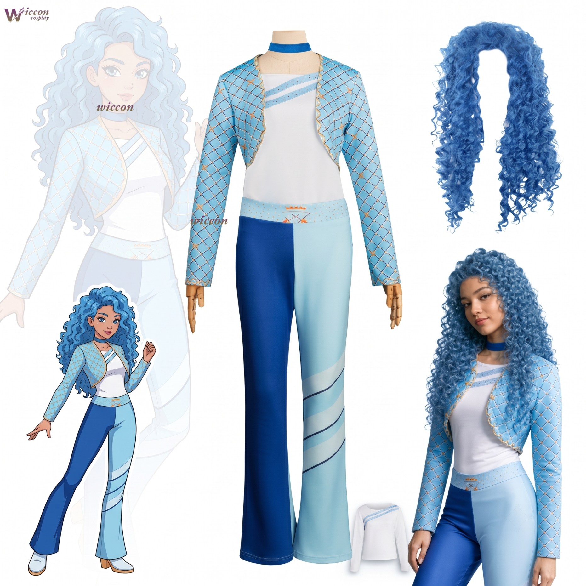 Anime Cosplay Kid - Cos C COS NIEUWE D-Nakomelingen Blauw