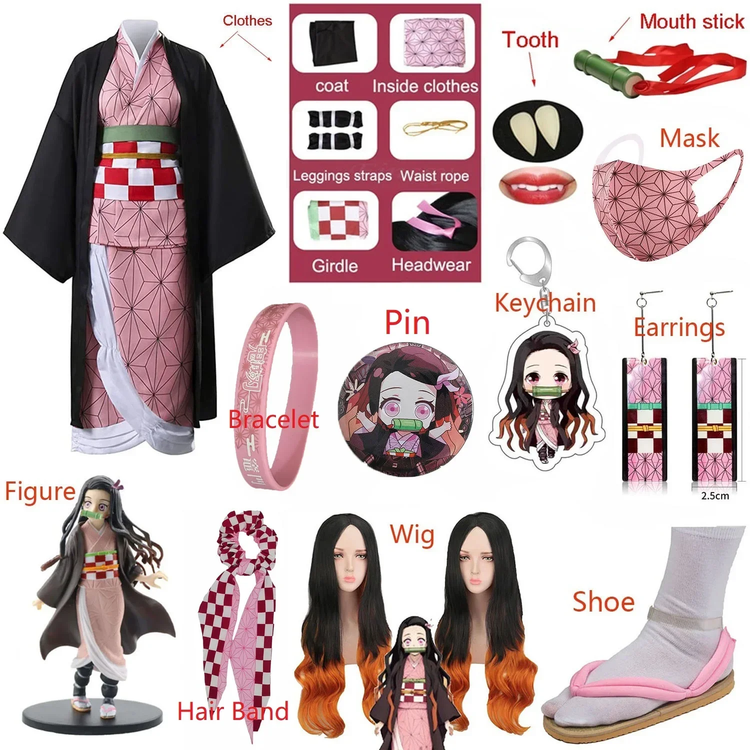 Anime Cosplay Nezuko - Volwassenen Kinderen Anime Kamado Nezuko Kostuum
