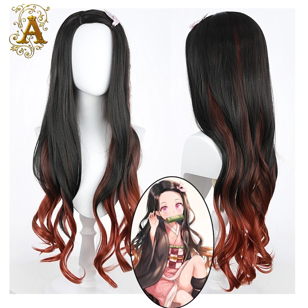Zwart Donkerrood Kleurverloop  - Anime Cosplay Nezuko recensie en prijs