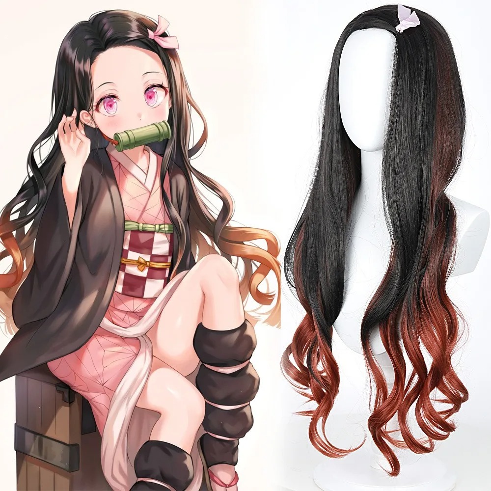 Zwart Donkerrood Kleurverloop  - Anime Cosplay Nezuko recensie en prijs